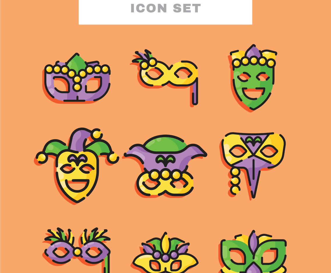 Mardi Grass Icon Set