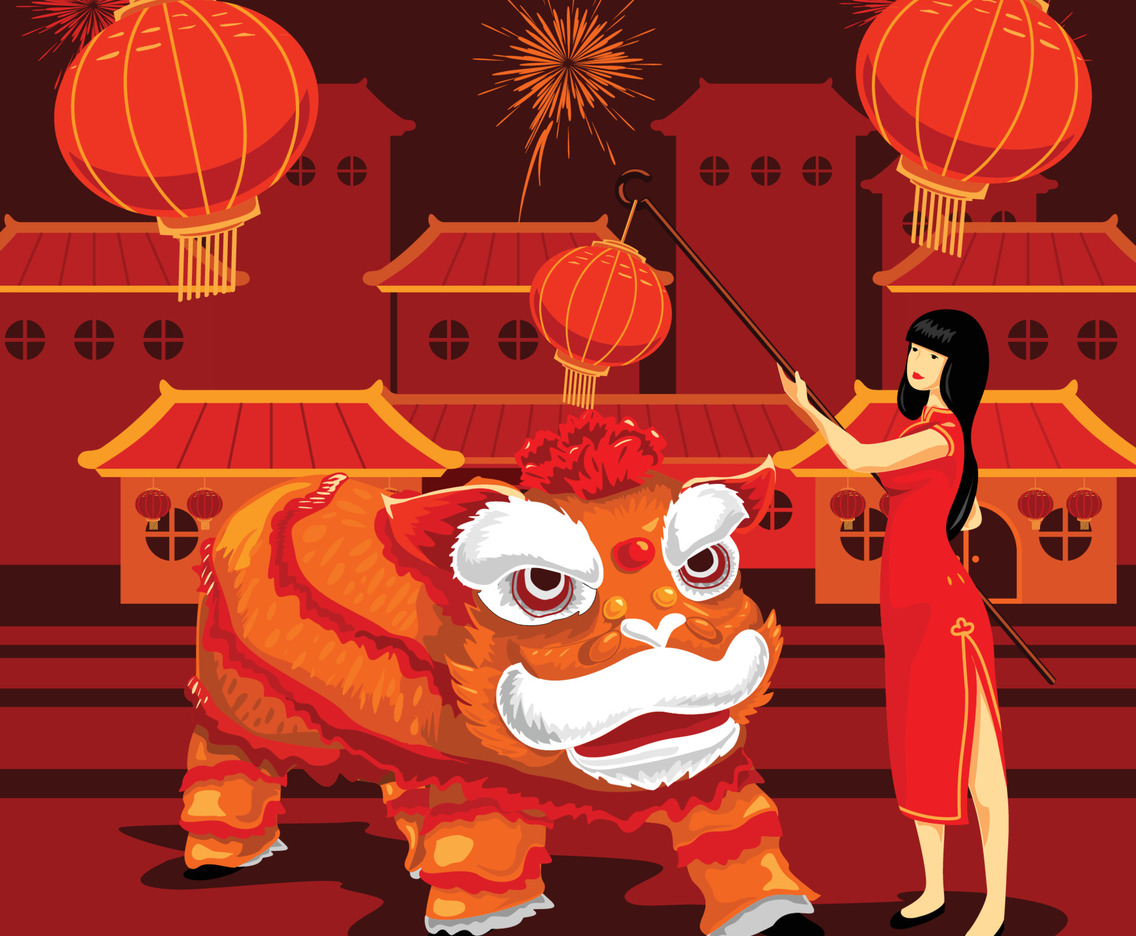 Lantern Girl and the Lion Dancer
