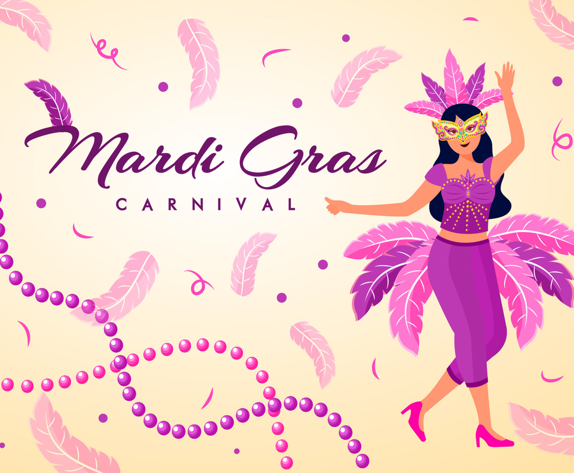 Woman Wearing a Costume for Mardi Gras Carnival
