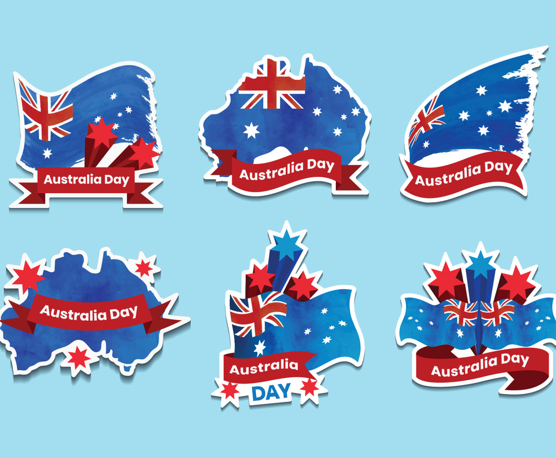 Australia Day Sticker Set in Watercolor