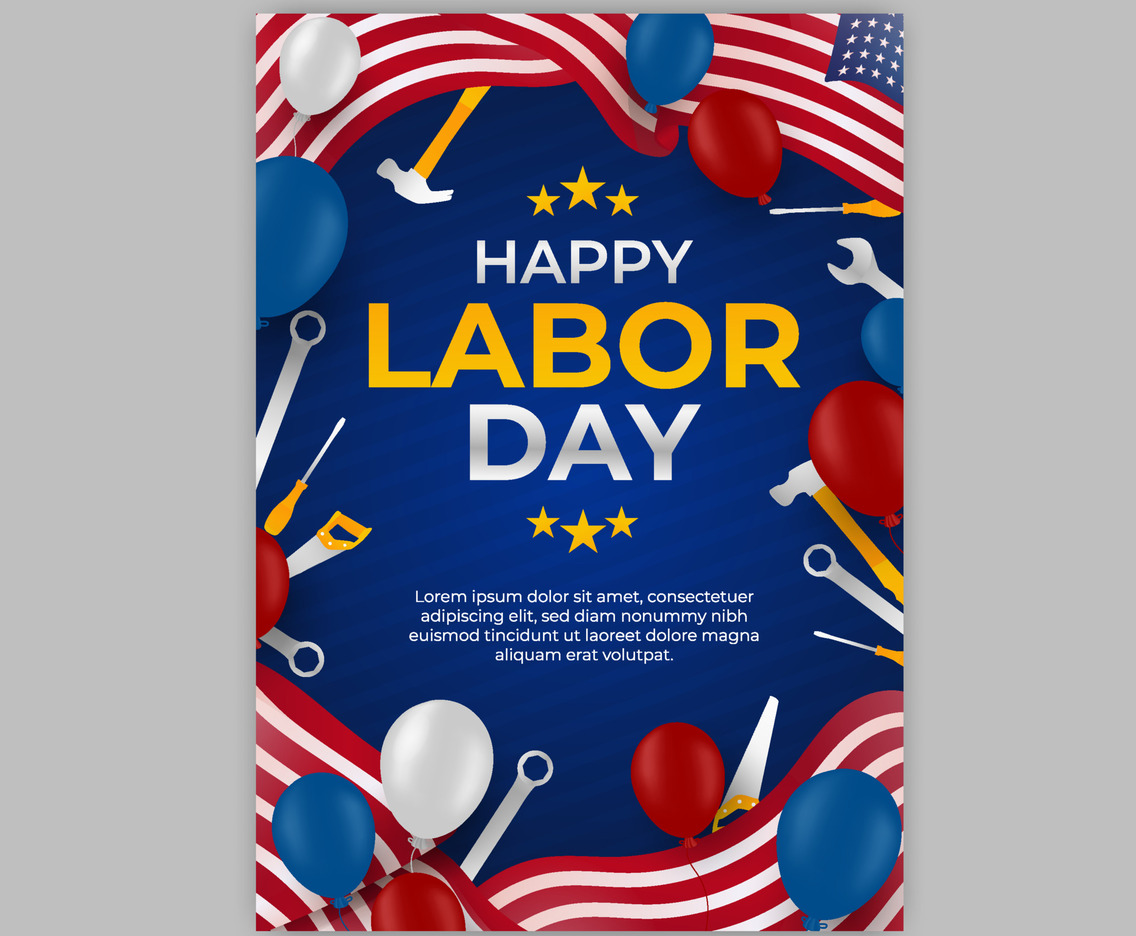 Template of Labor Day Poster with Flag American