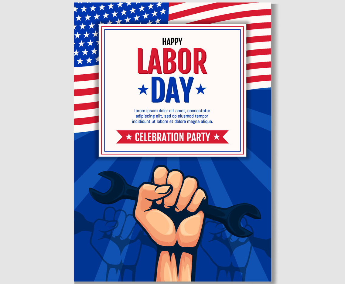 Labor's Day Poster with America Flag