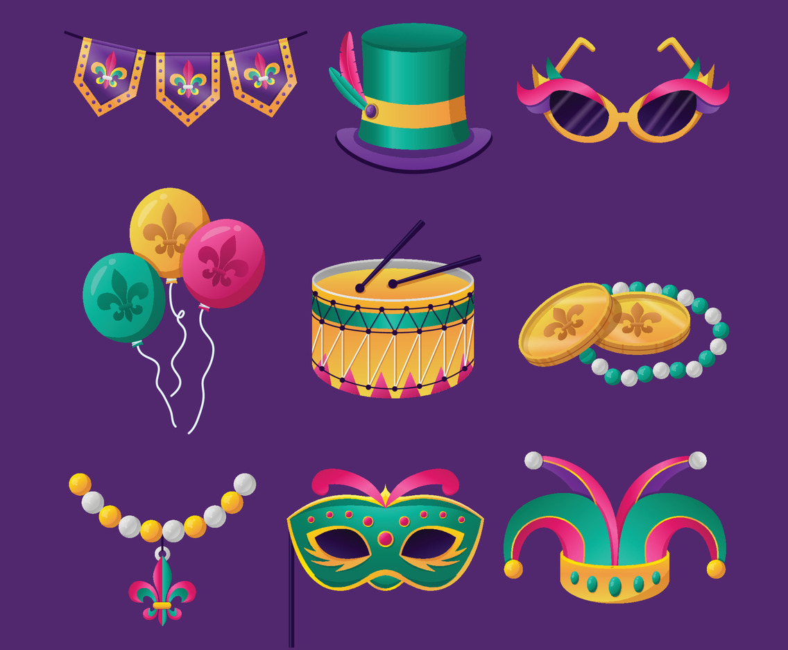 Mardi Gras Carnival Icon Set
