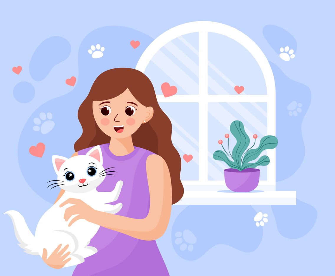 Girl Holding Her Beloved Cat at Home