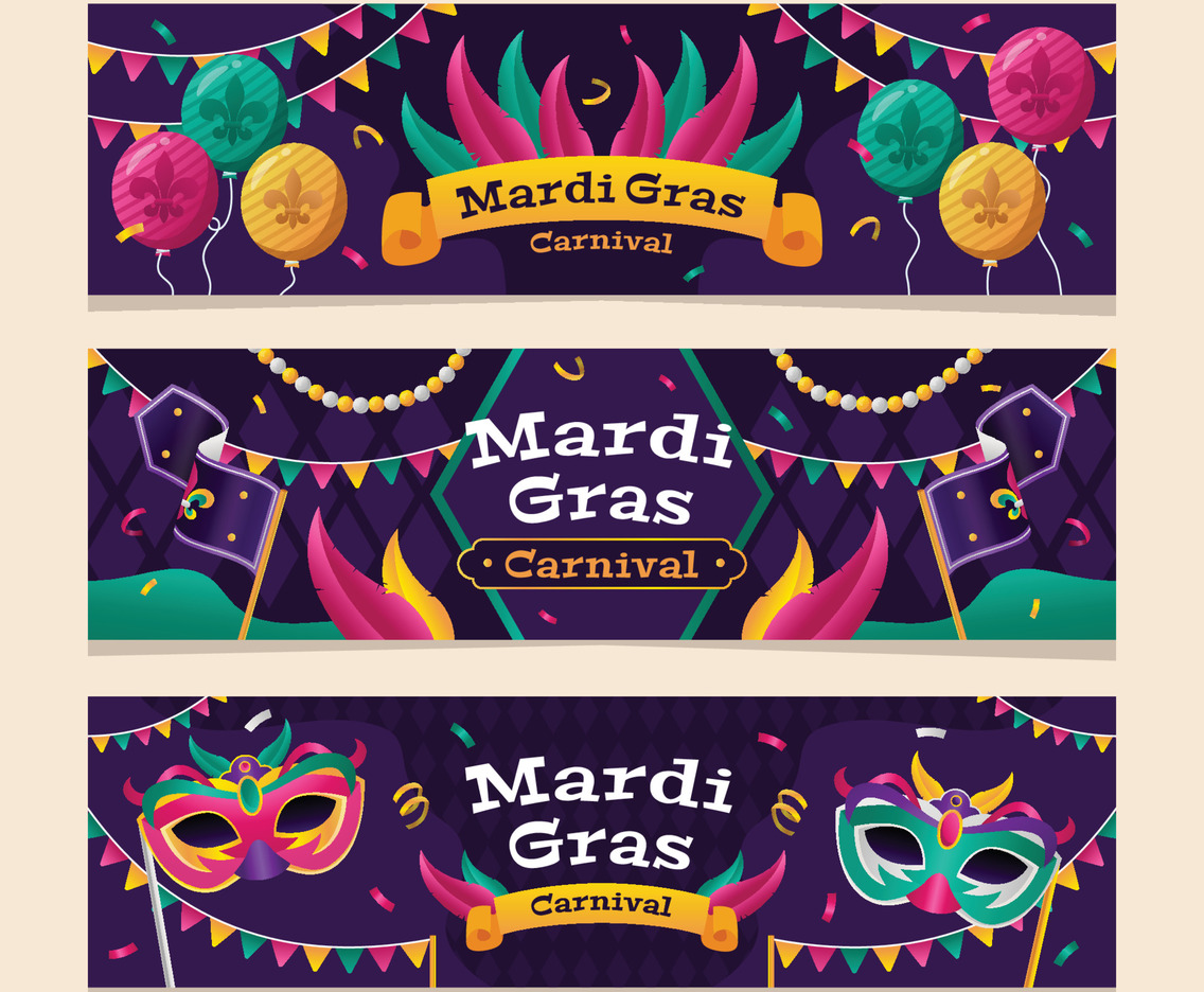 Mardi Gras Carnival Banner Set