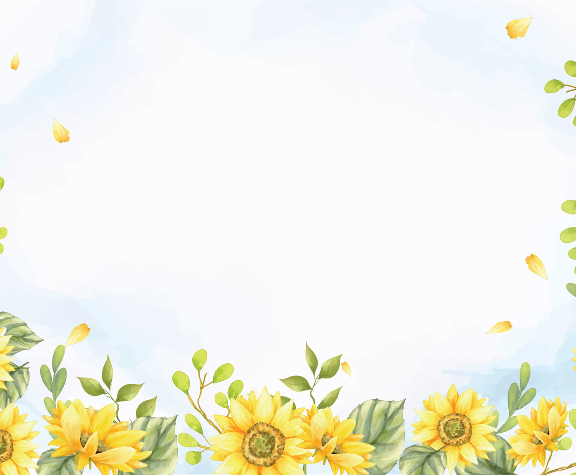 Watercolor Spring Background with Sunflower Ornament