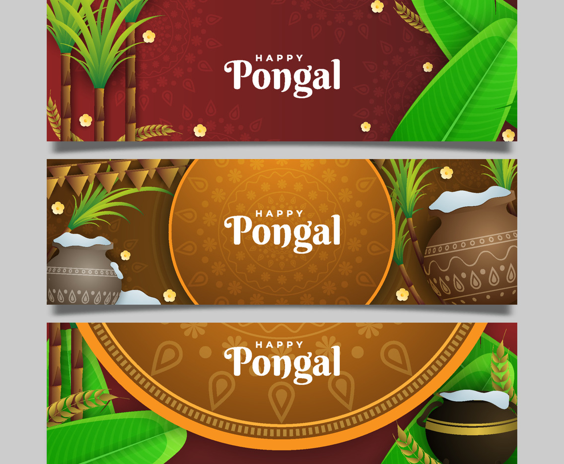 Happy Pongal Greeting Banner Collection