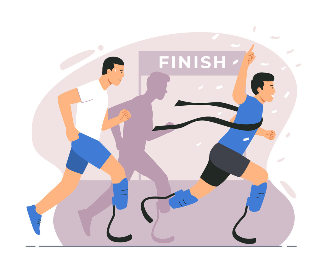 Paralympic Athlete with Prosthetic Limbs in Running Competition