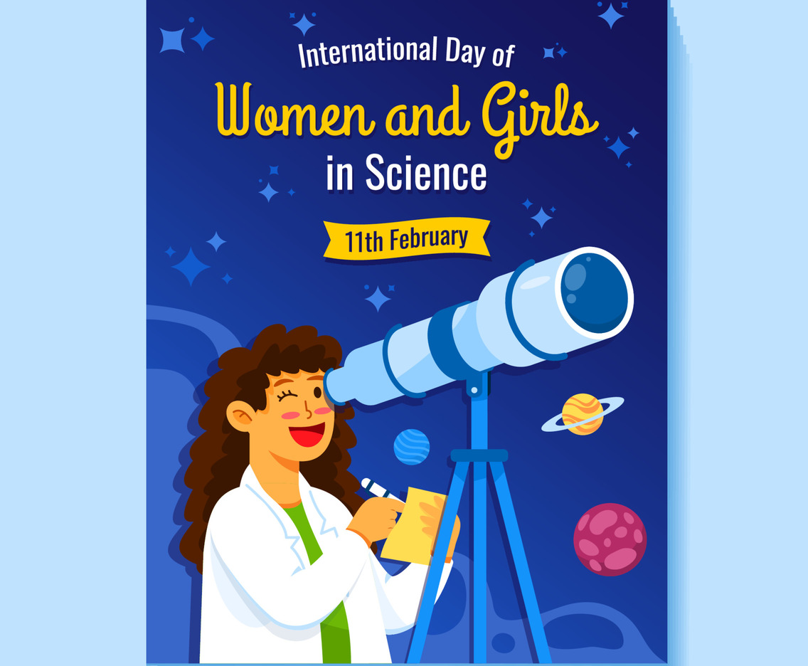 Female Astronomer Observing Solar System