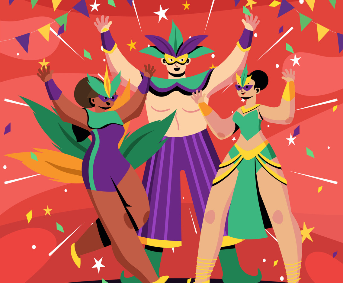 Enjoying Fun Mardi Gras Festival
