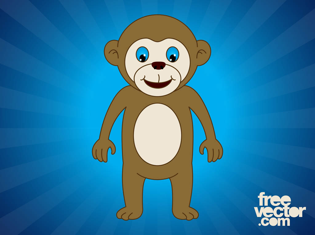 Happy Cartoon Monkey Vector Art & Graphics 