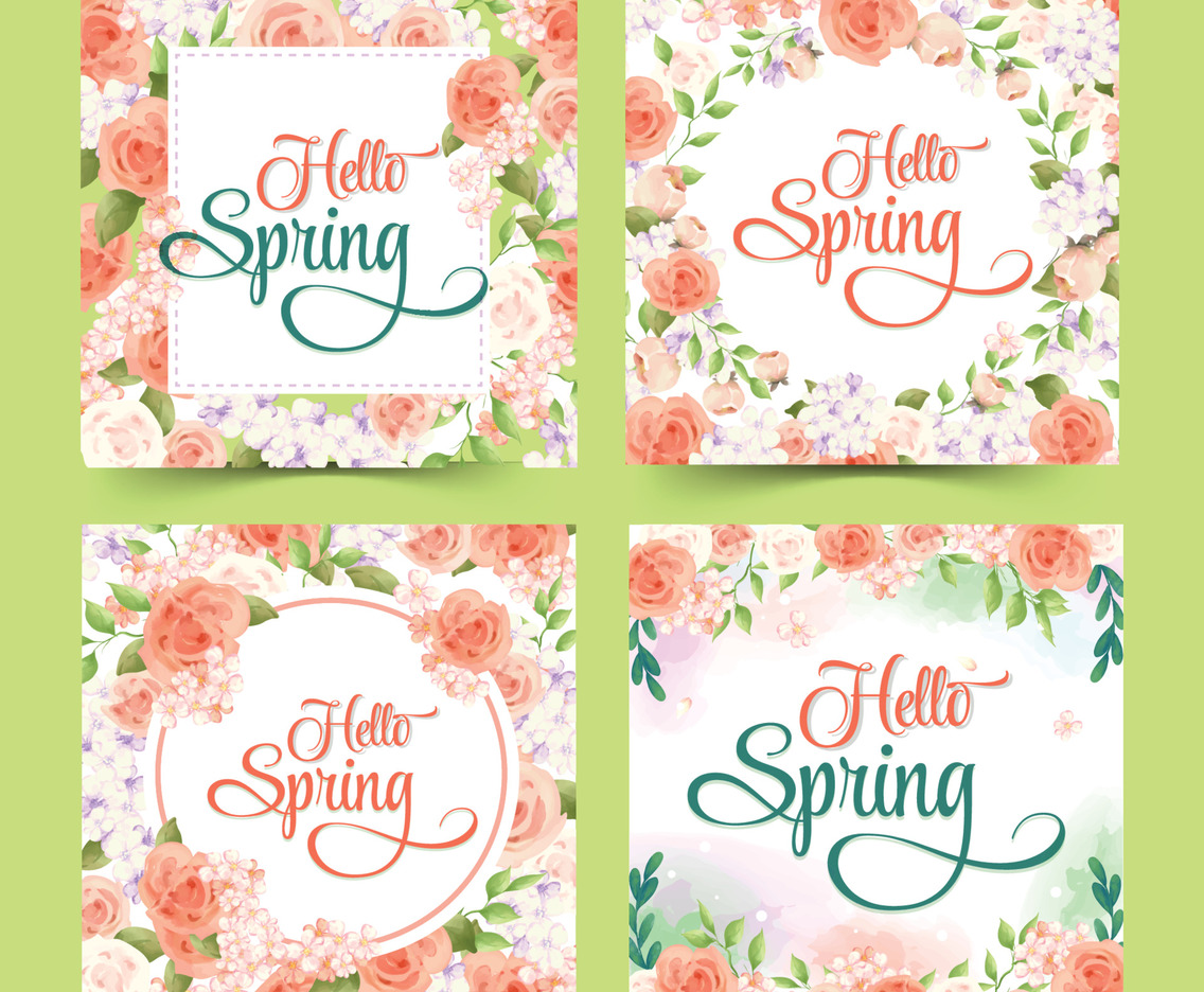 Spring Season Social Media in Watercolor