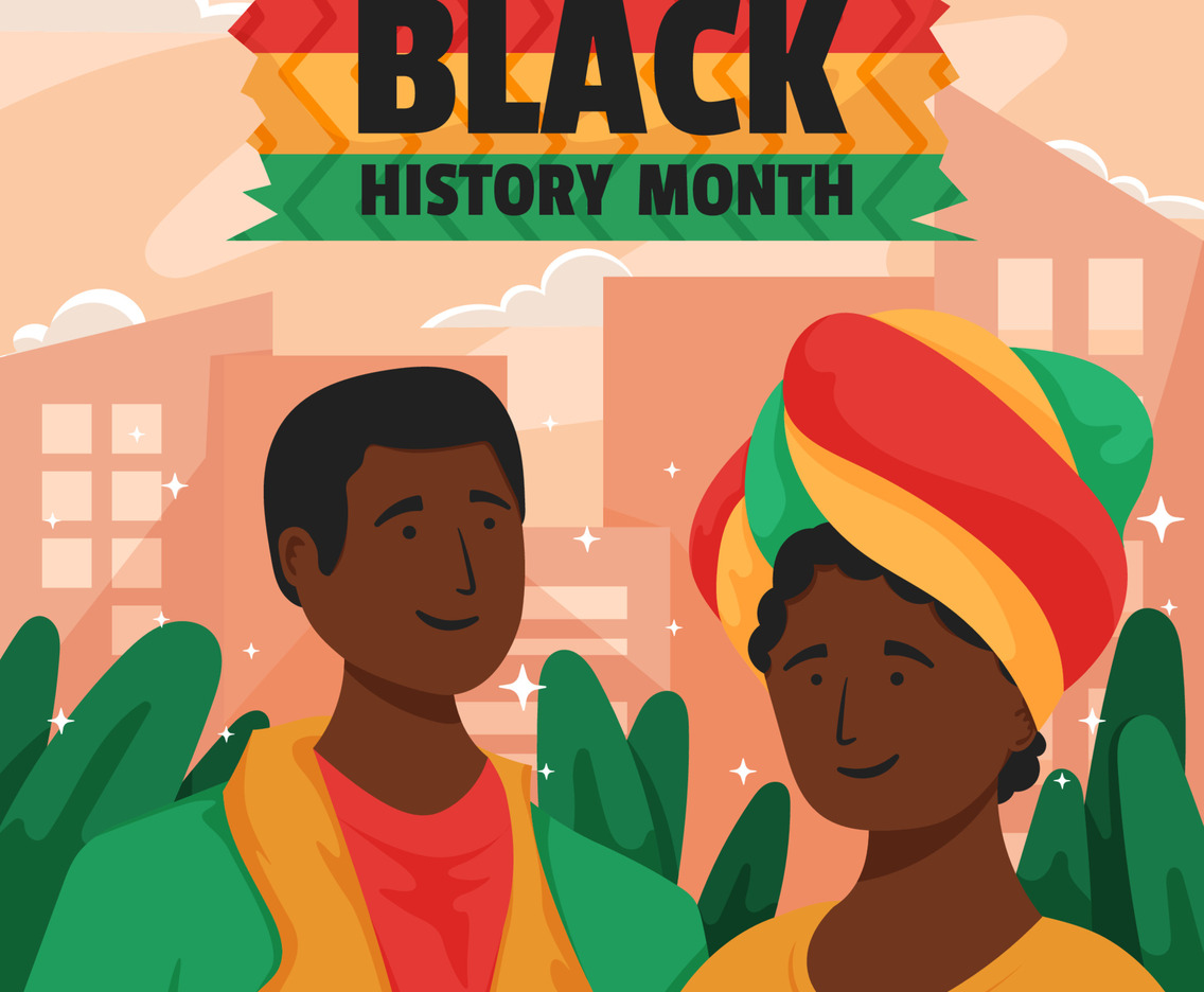 Woman and Man Celebrate Black History Month