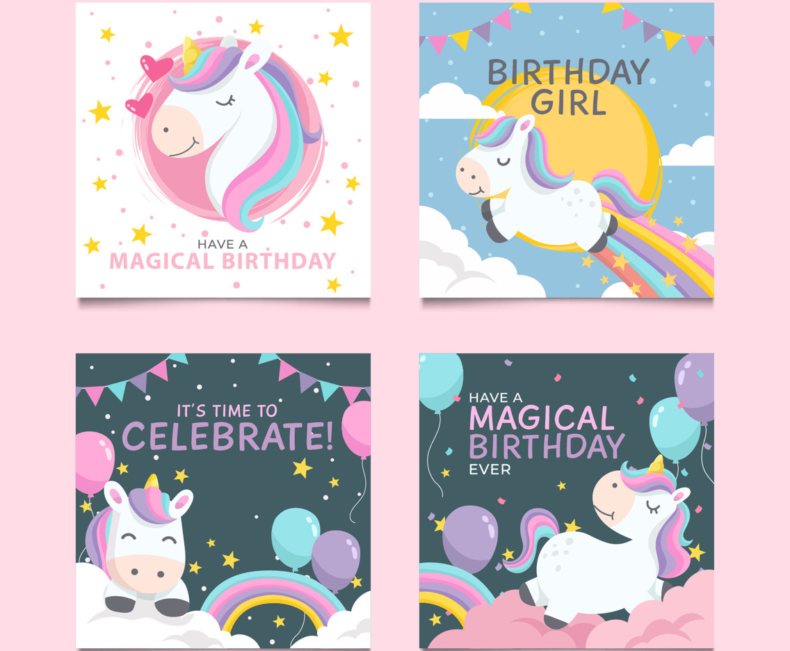 Set of Unicorn Social Media Post
