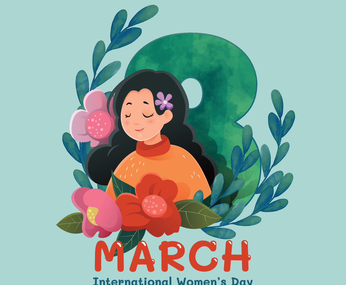 Watercolor International Womens day in 8 March