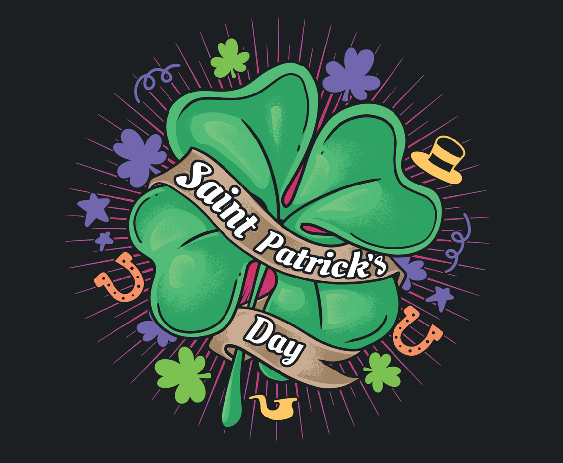 Happy Saint Patrick's Day Shamrock with Ribbon