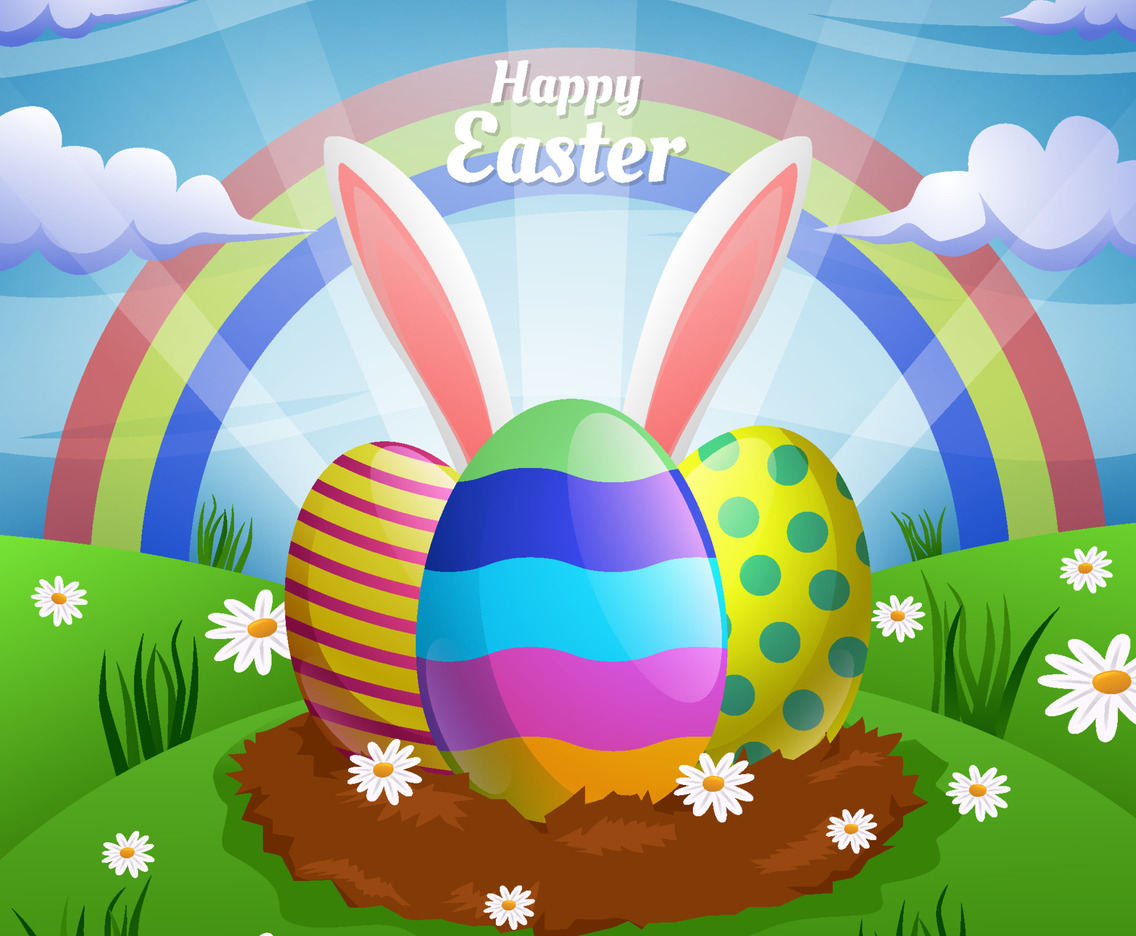 Colorful Easter Egg Concept with Rainbow