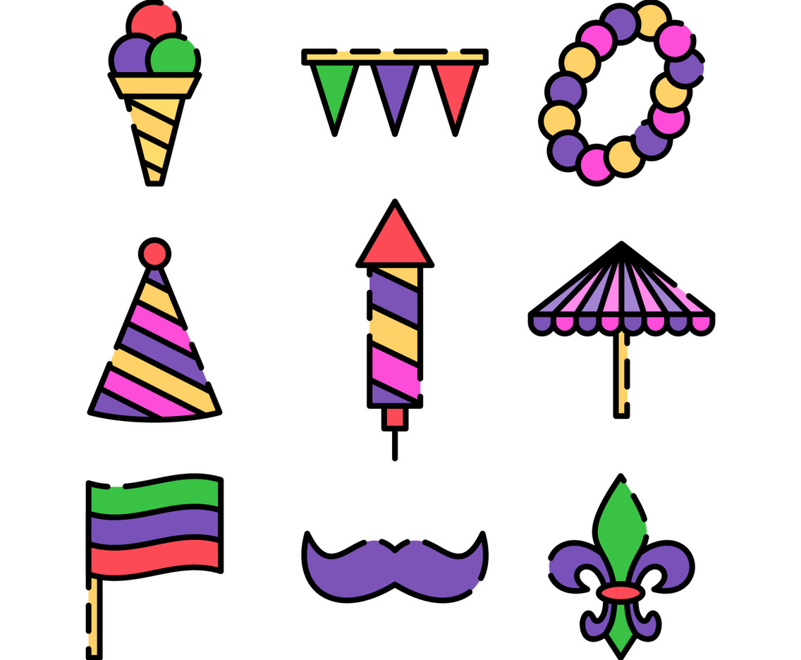 Mardi Gras Party Icon Set