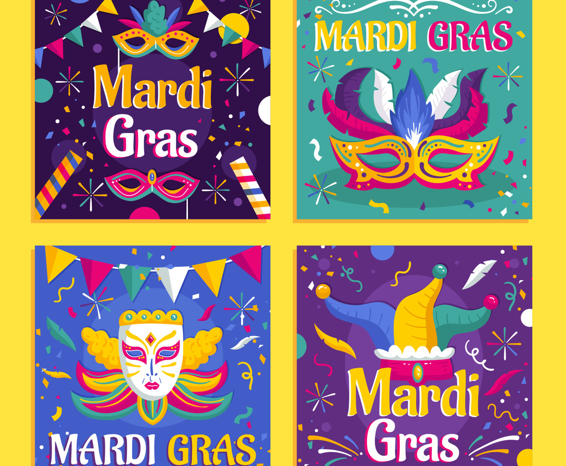 Celebration of Mardi Gras Carnival Social Media Post