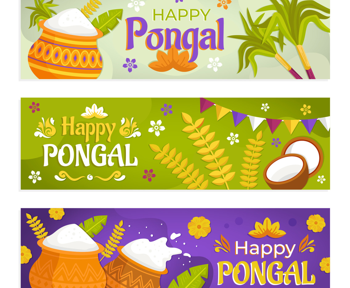 Greeting of Happy Pongal Banner Set