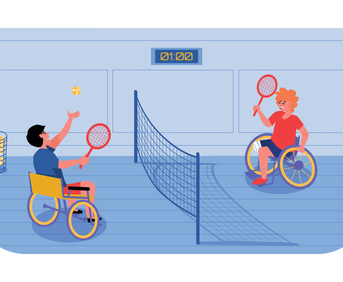 Two Disabled Tennis Athlete in a Match