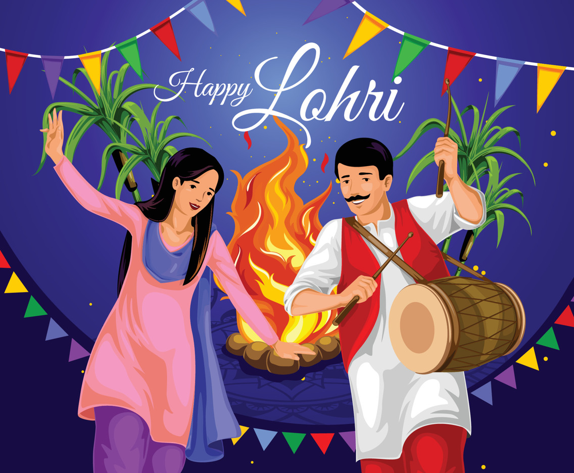 A Couple Celebrating Lohri Festival
