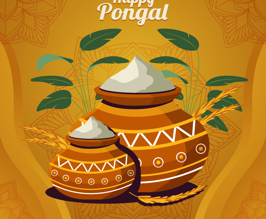 Celebrating Pongal with Clay Jug Filled with Paddy Rice