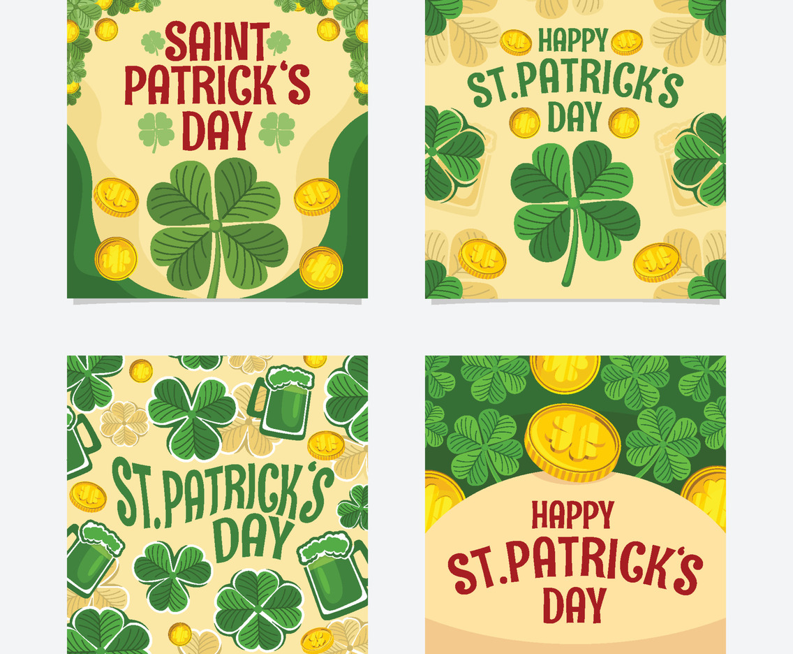 St. Patrick's Day Coins and Clover Social Media Posts