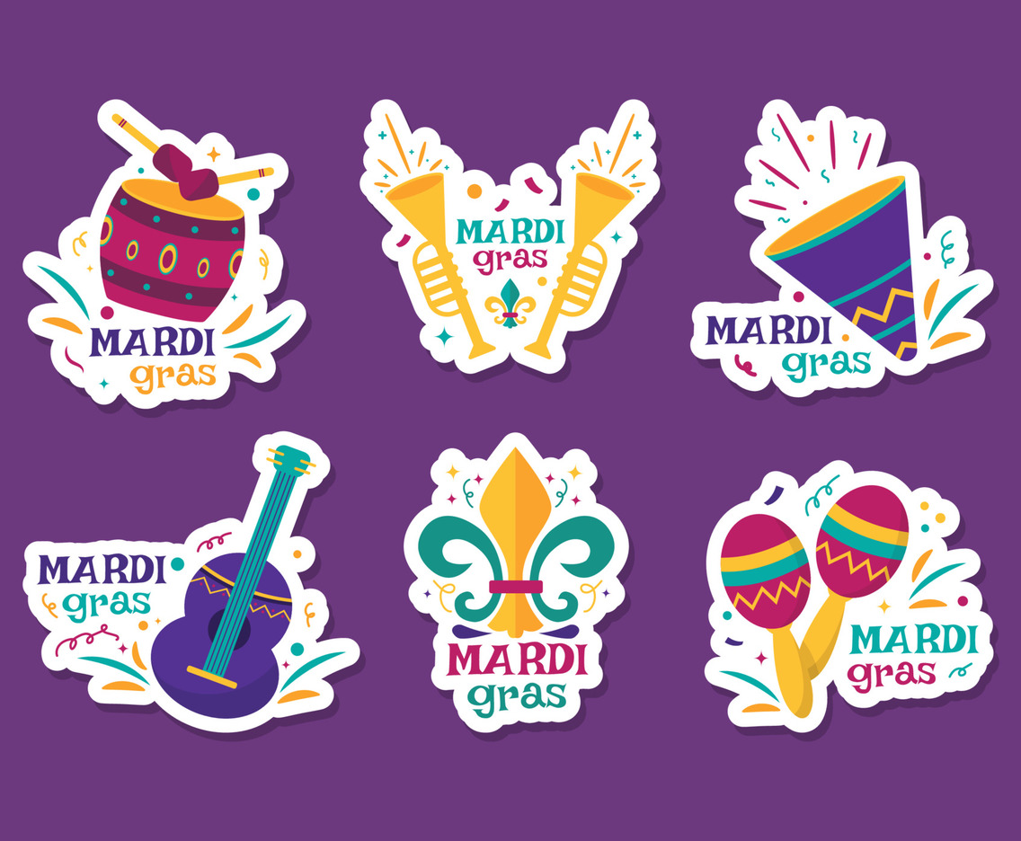 Mardi Gras Music Carnival Sticker Collection