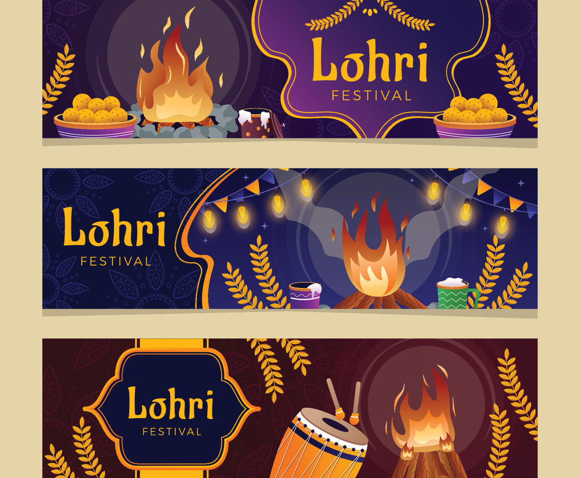 Lohri Festival Banner Set