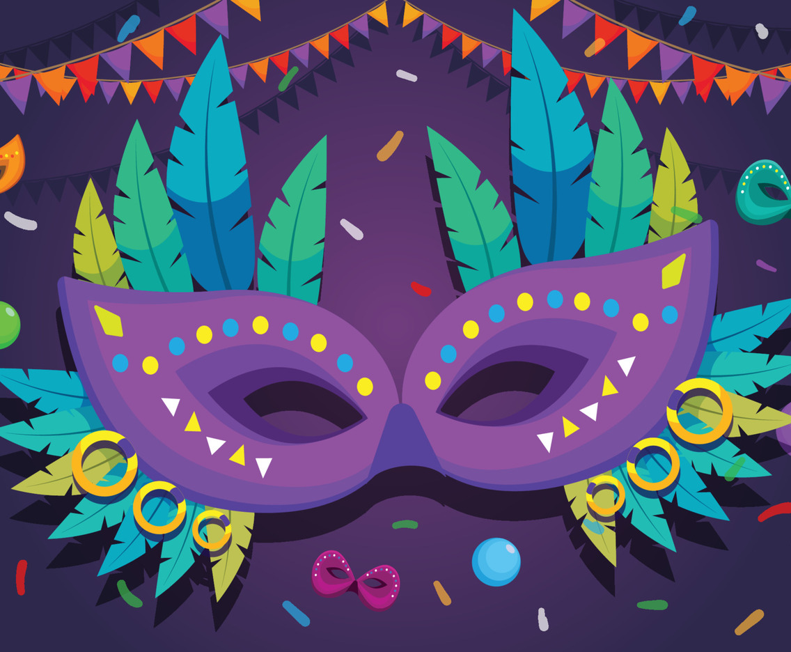 Mardi Gras Masks and Decoration Illustration