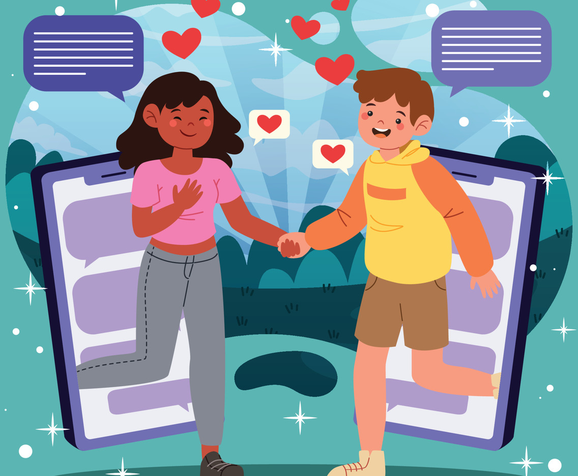 Men and Woman  Have an Online Dating