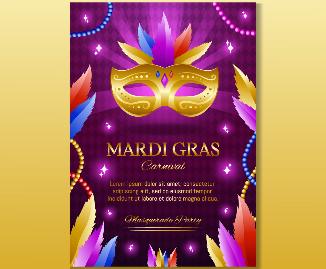 Mardi Gras Mask and Beads Poster