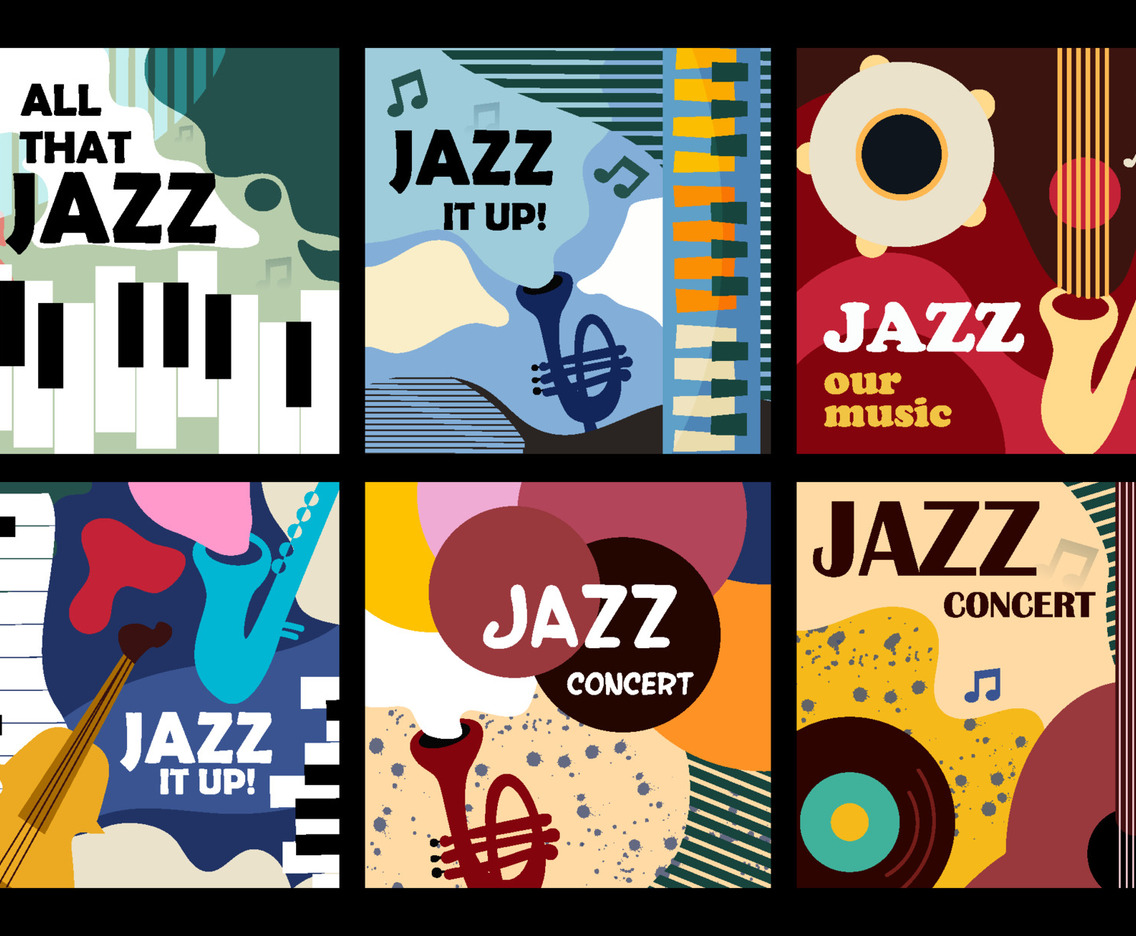 Jazz Music Festival Abstract Social Media Set