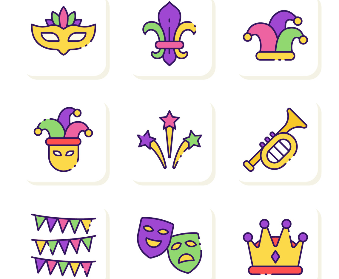 Mardi Gras Festival Icon Collection