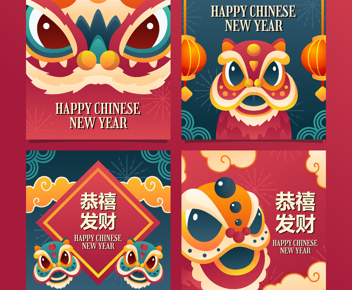 Lion Dance Social Media Posts for Chinese New Year