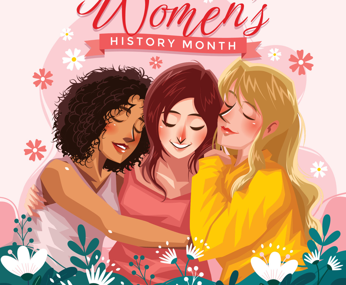 Women's History Month Concept with Girls Hugging Each Other
