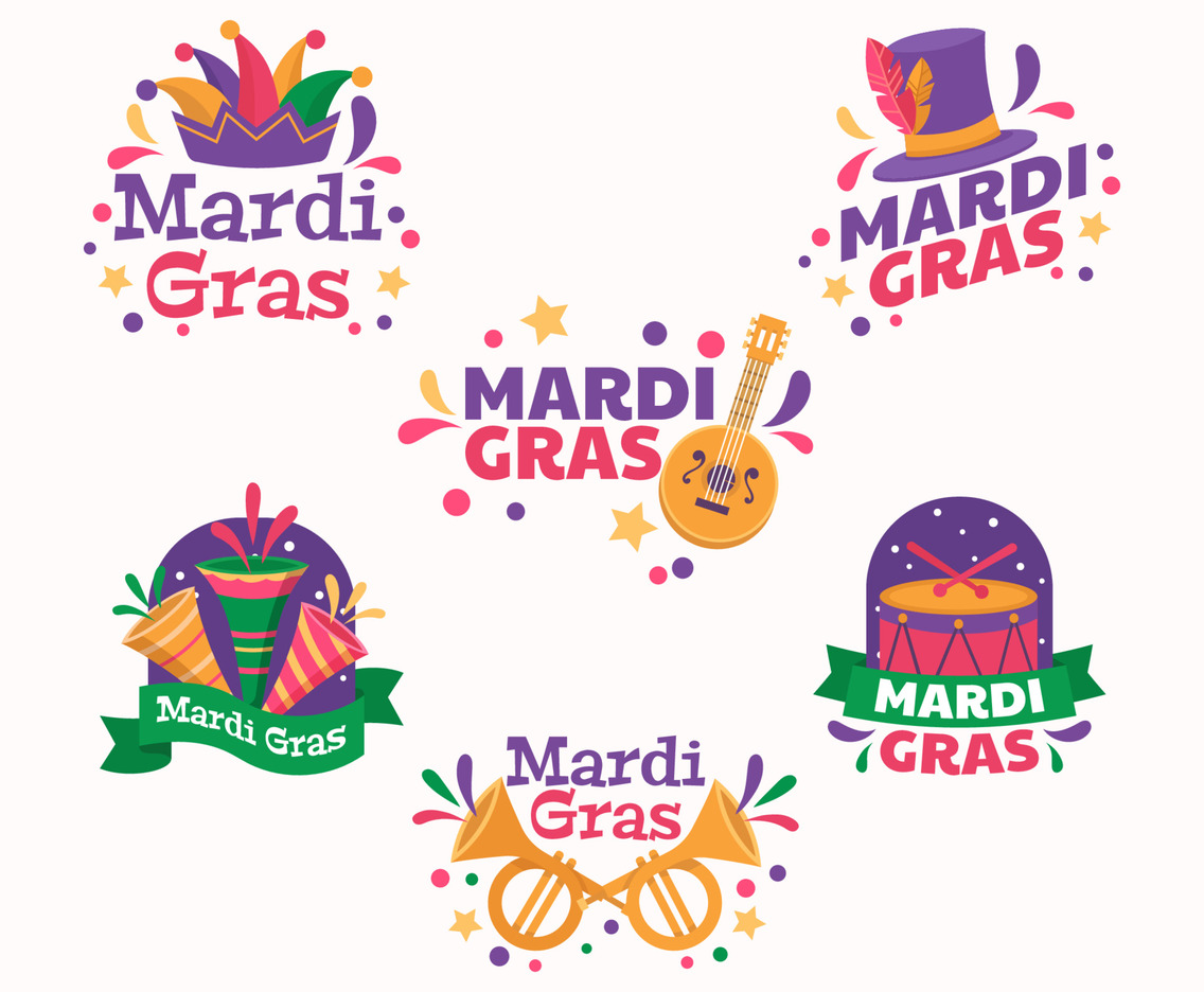 Set of Mardi Gras Sticker