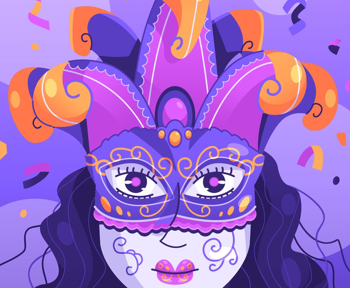 Mardi Gras Carnival with Woman in Mask