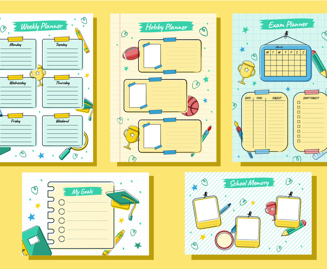 Various Handrawn School Journal