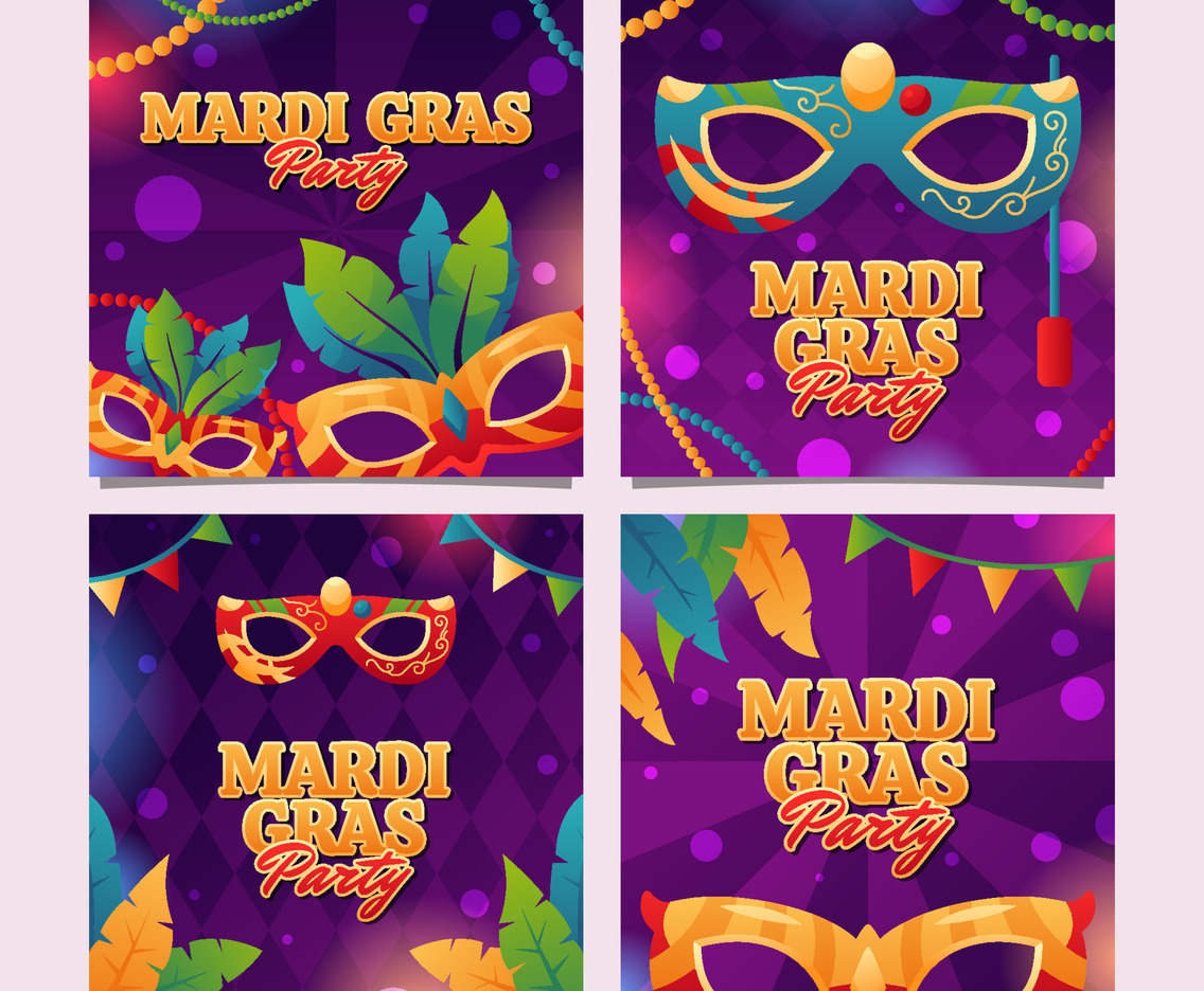 Mardi Gras Party Card Set