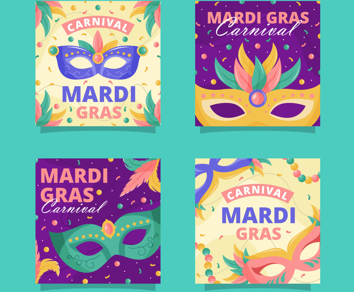 Mardi Gras Carnival Mask Social Media Posts