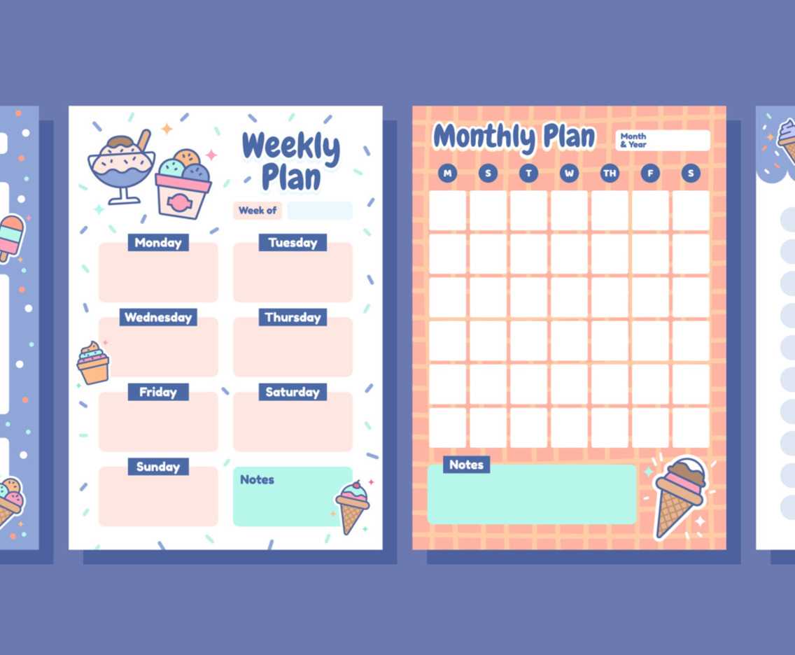 Cute Ice Cream Themed Journal Planner