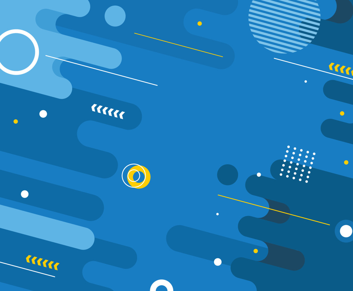 Blue Background Abstract Geometry with Yellow Ornament