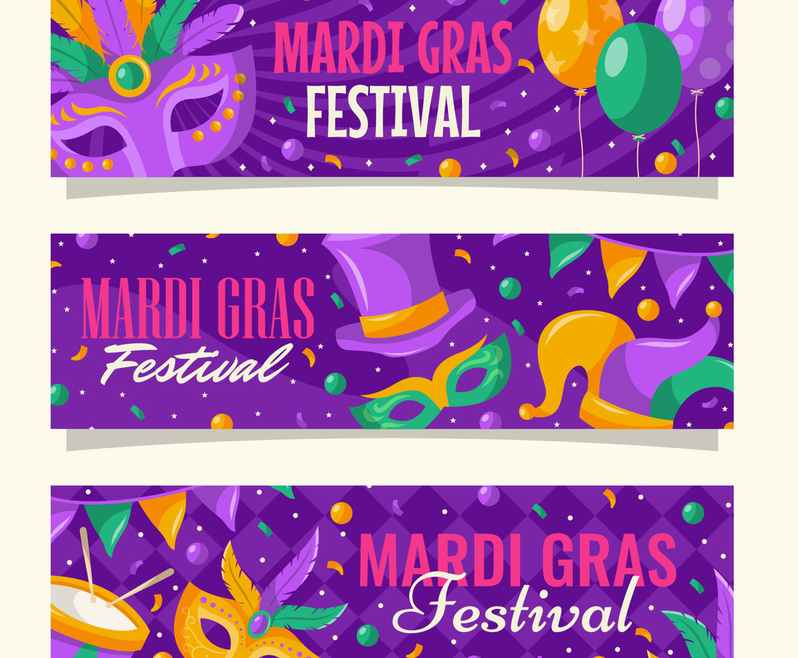 Mardi Gras Carnival Banner Set