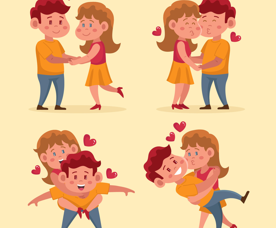 Characters of Couples Celebrating Valentines Day