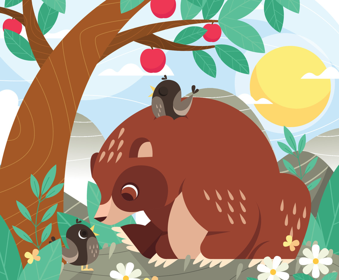 A Bear and Spring Birds