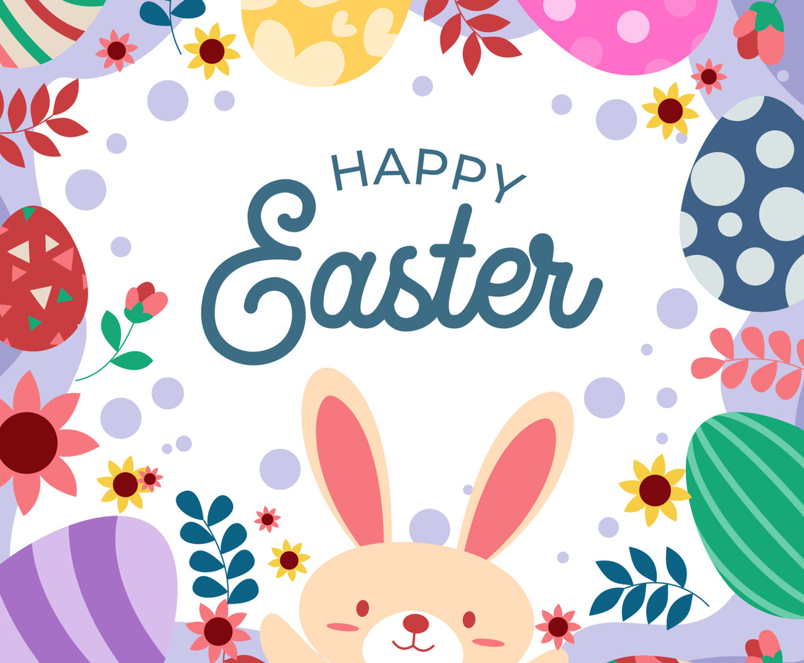 Flat Cute Happy Easter Greeting Concept