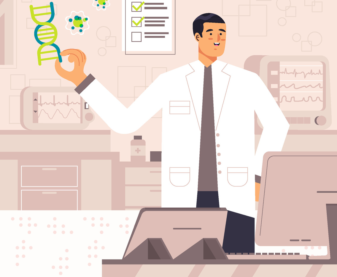 Doctor Presenting Medical Data In Office Concept