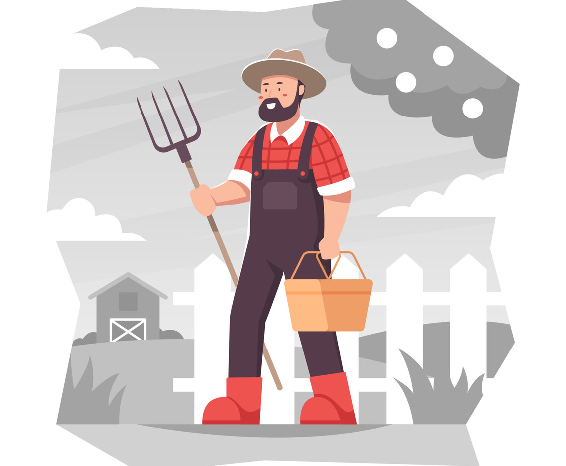 A Farmer Walking Towards the Field